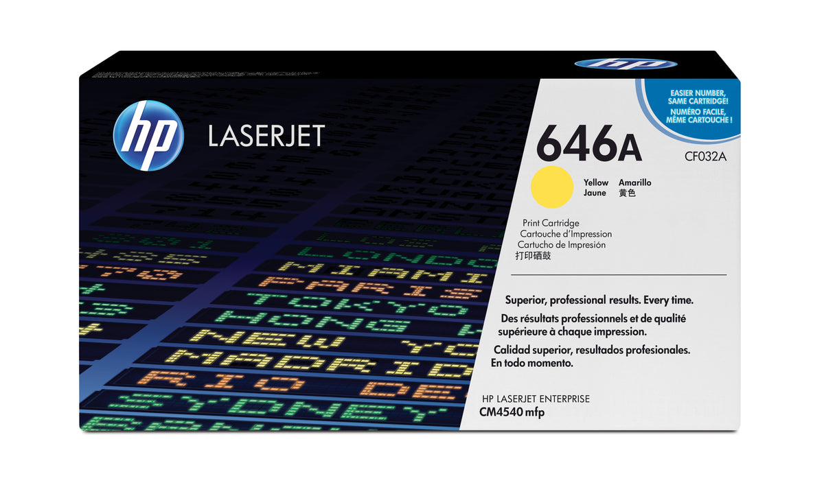 HP 646A - Yellow - Genuine - LaserJet - Toner Cartridge (CF032A) - for Color LaserJet Enterprise CM4540 MFP, CM4540f MFP, CM4540fskm MFP