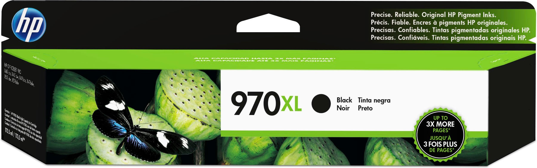 HP 970XL - High Yield - Black - Original - Ink Cartridge - for Officejet Pro X451dn, X451dw, X476dn MFP, X476dw MFP, X551dw, X576dw MFP