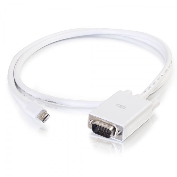 C2G 3ft Mini DisplayPort Male to VGA Male Active Adapter Cable - White - Video Converter - Mini DisplayPort - VGA - White