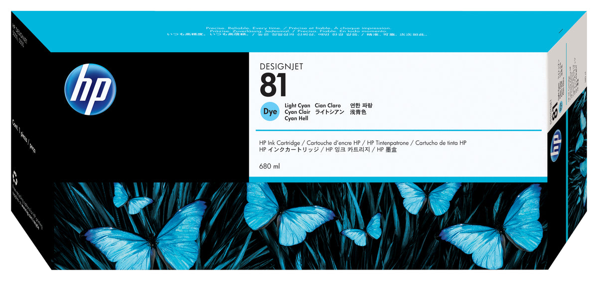 HP 81 - 680 ml - azul cyan claro - original - DesignJet - tinteiro - para DesignJet 5000, 5000ps, 5000ps uv, 5000uv, 5500, 5500 uv, 5500mfp, 5500ps, 5500ps uv