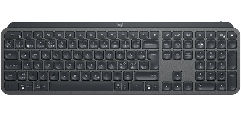 Logitech MX Keys - Teclado - retroiluminação - Bluetooth, 2.4 GHz - Pan-Nórdico - grafite