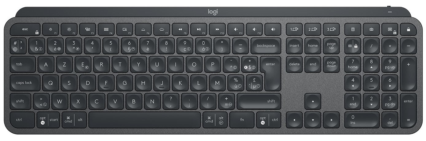 Logitech MX Keys Advanced Wireless Illuminated Keyboard - Teclado - Retroiluminado - Bluetooth, 2,4 GHz - Francés