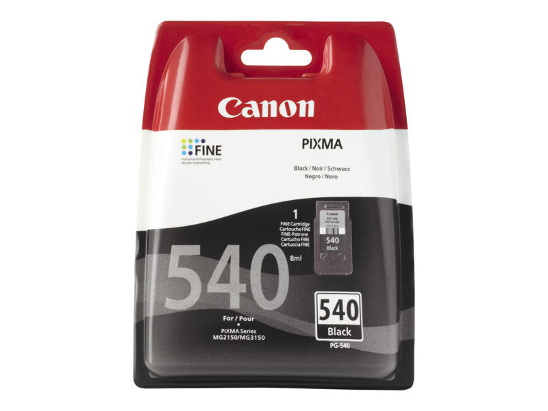 Canon PG-540 - Black - original - blister with security - ink cartridge - for PIXMA MG3150, MG3250, MG3510, MG3550, MG3650, MG4250, MX395, MX455, MX475, MX525, MX535 (5225B004)