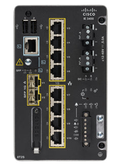 Cisco Catalyst IE3400 Rugged Series - Network Advantage - switch - Administrado - 8 x 10/100/1000 + 2 x Gigabit SFP - Montaje en riel DIN - Alimentación de CC