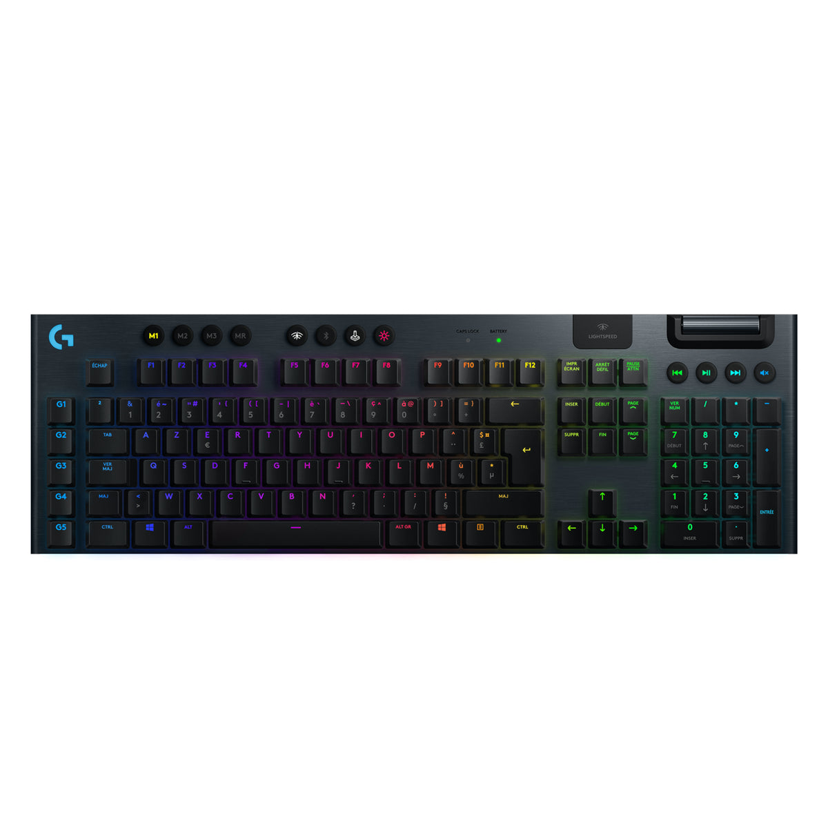 Logitech Gaming G915 - Teclado - Retroiluminación - USB, Bluetooth, LIGHTSPEED - AZERTY - Francés - Conmutador: GL Clicky - Negro