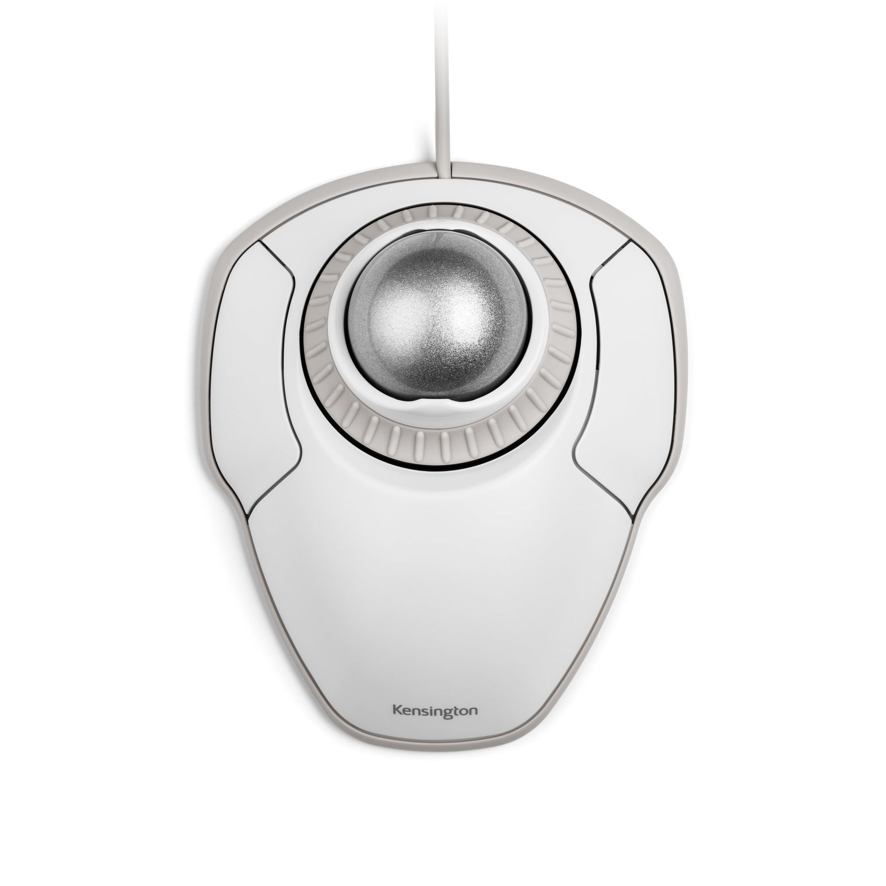 Kensington Orbit with Scroll Ring - Trackball - para diestros y zurdos - óptico - 2 botones - con cable - USB - blanco, plateado