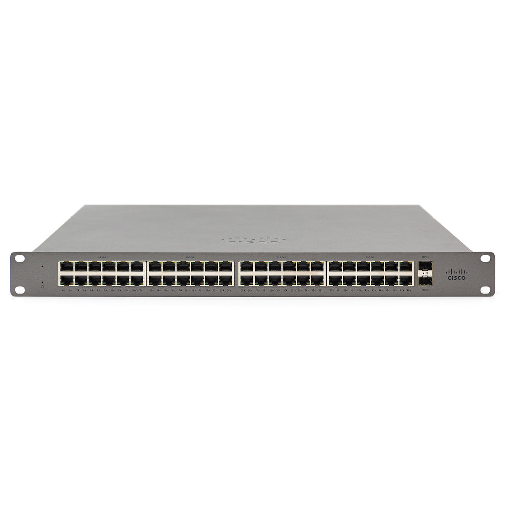 Cisco Meraki Go GS110-48P - Switch - Managed - 48 x 10/100/1000 (PoE+) + 2 x SFP (mini-GBIC) (uplink) - desktop, rail mountable - PoE+