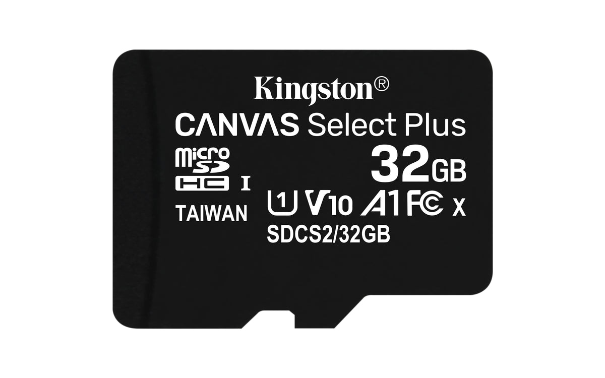 Kingston Canvas Select Plus - Flash Memory Card (microSDHC to SD Adapter Included) - 32 GB - A1 / Video Class V10 / UHS Class 1 / Class10 - microSDHC UHS-I