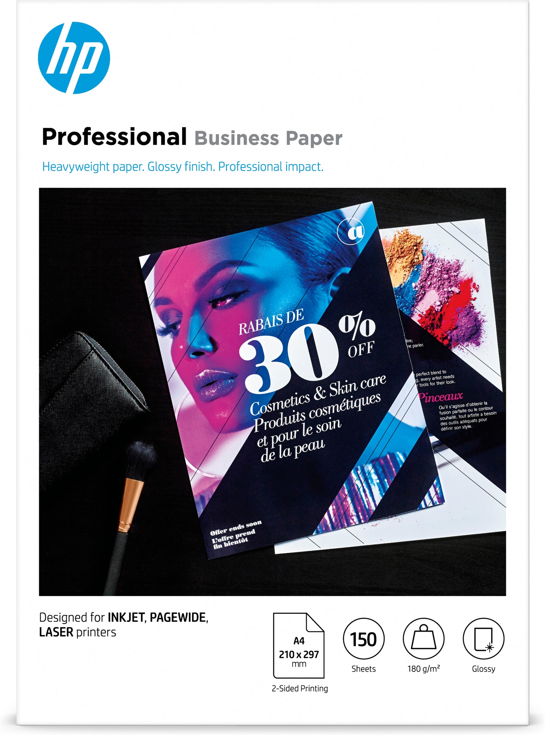 HP Professional Glossy Paper - Glossy - A4 (210 x 297 mm) - 180 gsm - 150 sheet(s) photo paper - for Officejet 9012, Officejet Pro 77XX, 90XX, Smart Tank 51X, Smart Tank Plus 55X