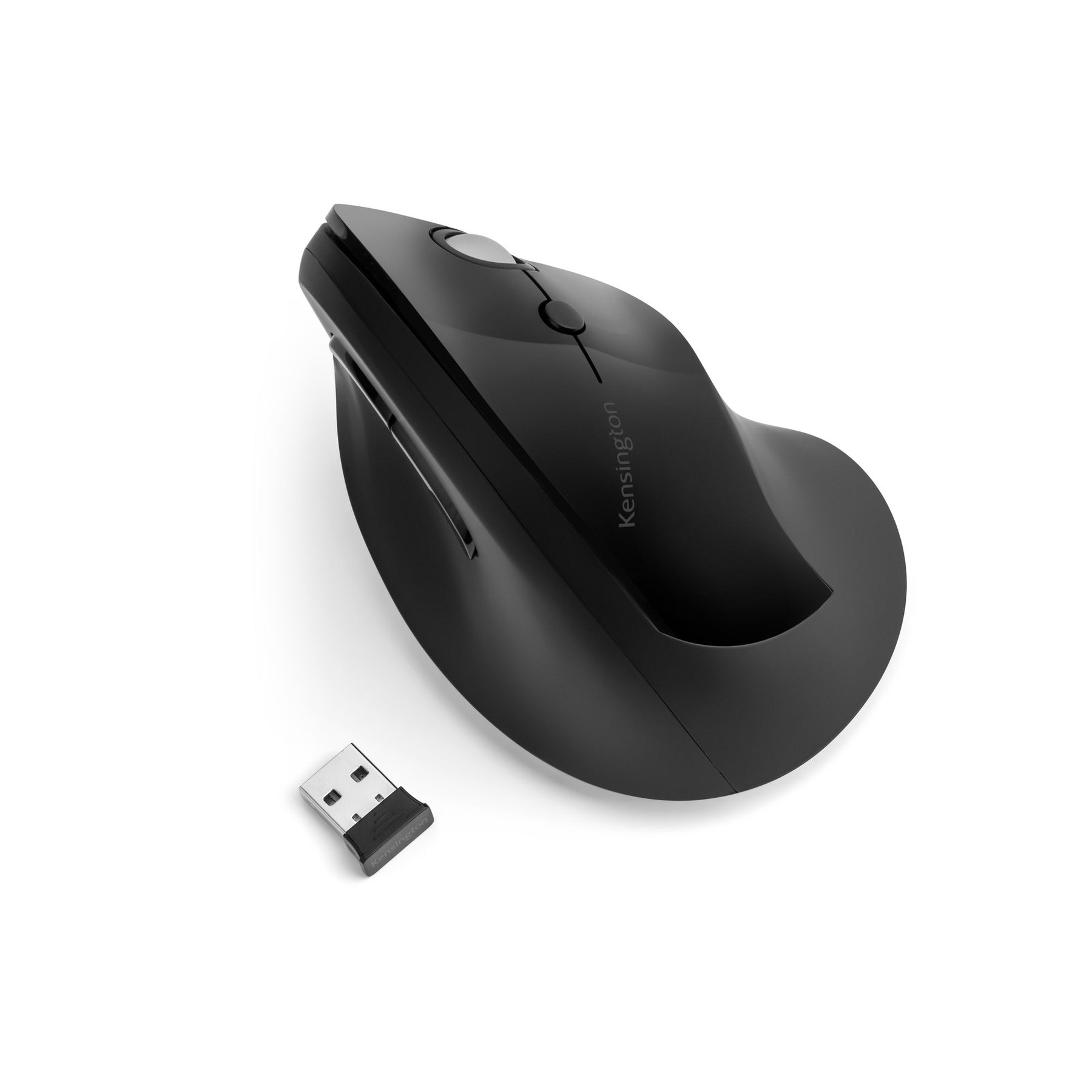 Kensington Pro Fit Ergo Vertical Wireless Mouse - Vertical mouse - ergonomic - right-facing - 6 buttons - wireless - 2.4 GHz - USB wireless receiver - black