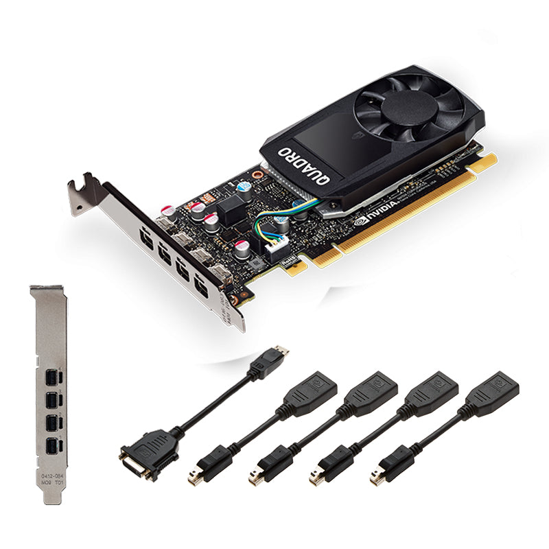 NVIDIA Quadro P1000 - Graphics Card - Quadro P1000 - 4 GB GDDR5 - Low Profile PCIe 3.0 x16 - 4 x Mini DisplayPort - Adapters Included