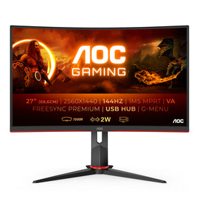 MONITOR AOC VA 27 QHD CURVADO 1 MS 144HZ VGA HDMI DP USB ALTAVOCES TIENE CQ27G2U/BK