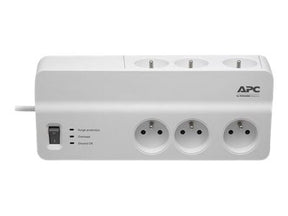 APC SurgeArrest Essential - Protector contra sobretensiones - CA 230 V - 2300 Watt - conectores de salida: 6 - Bélgica, Francia - blanco (PM6-FR)