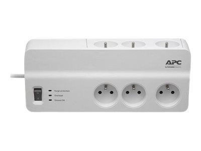 APC SurgeArrest Essential - Surge Protector - AC 230 V - 2300 Watt - output connectors: 6 - Belgium, France - white (PM6-FR)