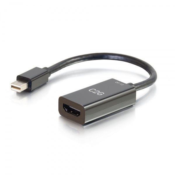 C2G 8in Mini DisplayPort Male to HDMI Female Passive Adapter Converter - 4K 30Hz - Adaptador de vídeo - Mini DisplayPort macho para HDMI fêmea - 20.3 cm - preto - suporte de 4K, passivo