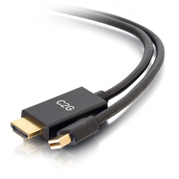 C2G 3ft Mini DisplayPort Male to HDMI Male Passive Adapter Cable - 4K 30Hz - Adaptador de vídeo - Mini DisplayPort macho para HDMI macho - 90 cm - preto - passivo, suporte de 4K