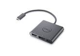 Dell Adapter USB-C to HDMI/DP with Power Pass-Through - Adaptador de vídeo - USB-C macho para HDMI, DisplayPort, USB-C (alimentação apenas) fêmea - 18 cm - suporte de 4K, transmissão de potência - para Dell 35XX, 55XX, Chromebook 3110, 3110 2-in-1, L