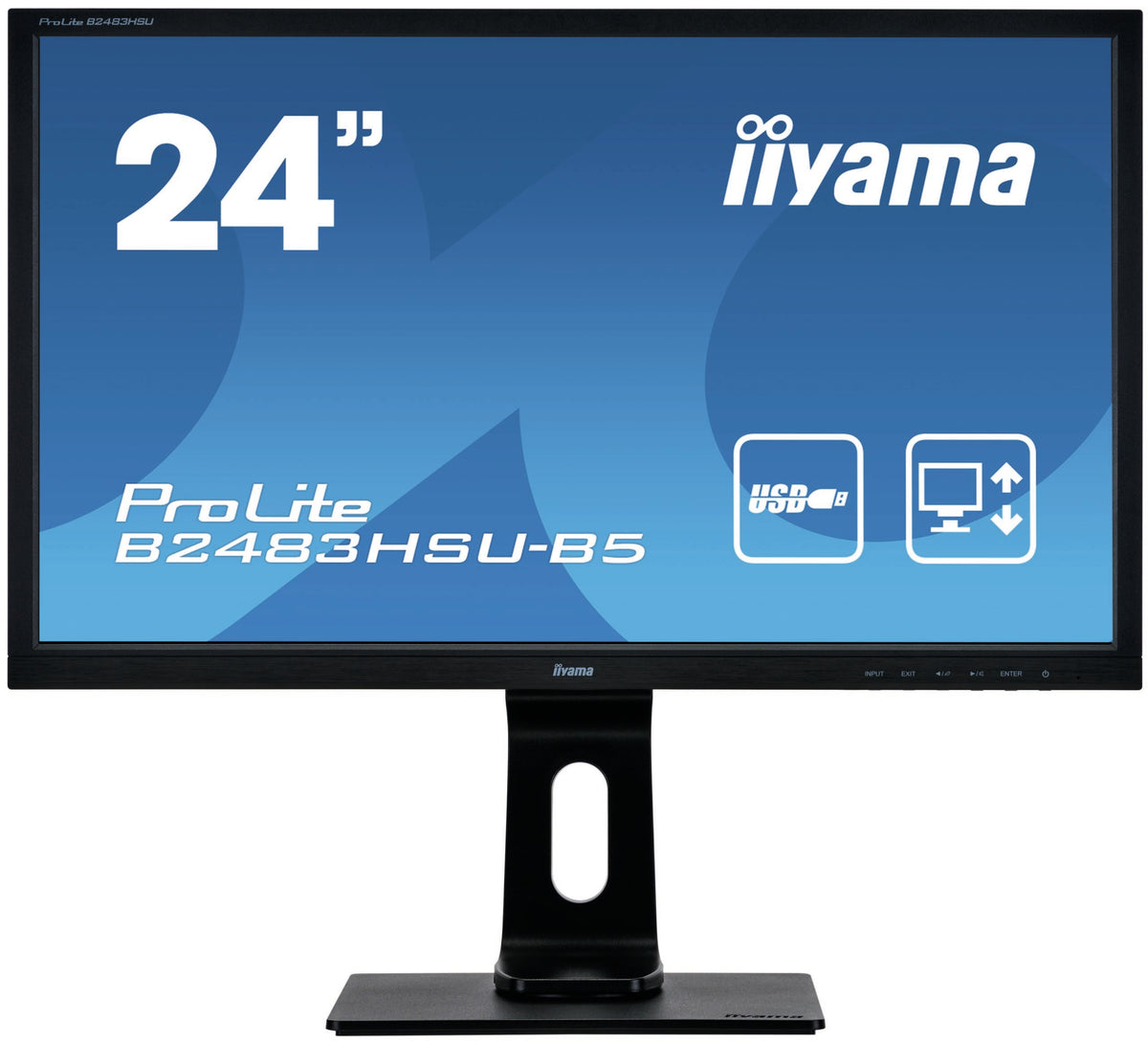 iiyama ProLite B2483HSU-B5 - Monitor LED - 24" - 1920 x 1080 Full HD (1080p) @ 60 Hz - TN - 250 cd/m² - 1000:1 - 1 ms - HDMI, VGA, DisplayPort - altavoces - negro mate