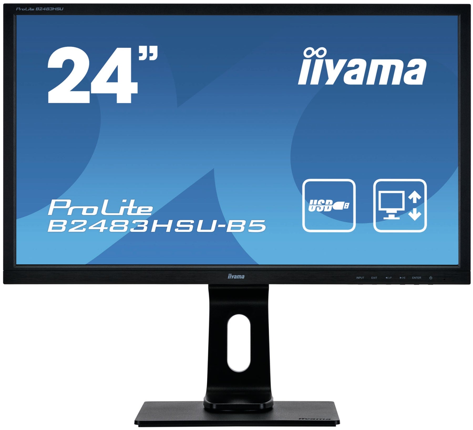 iiyama ProLite B2483HSU-B5 - Monitor LED - 24" - 1920 x 1080 Full HD (1080p) @ 60 Hz - TN - 250 cd/m² - 1000:1 - 1 ms - HDMI, VGA, DisplayPort - altifalantes - preto opaco