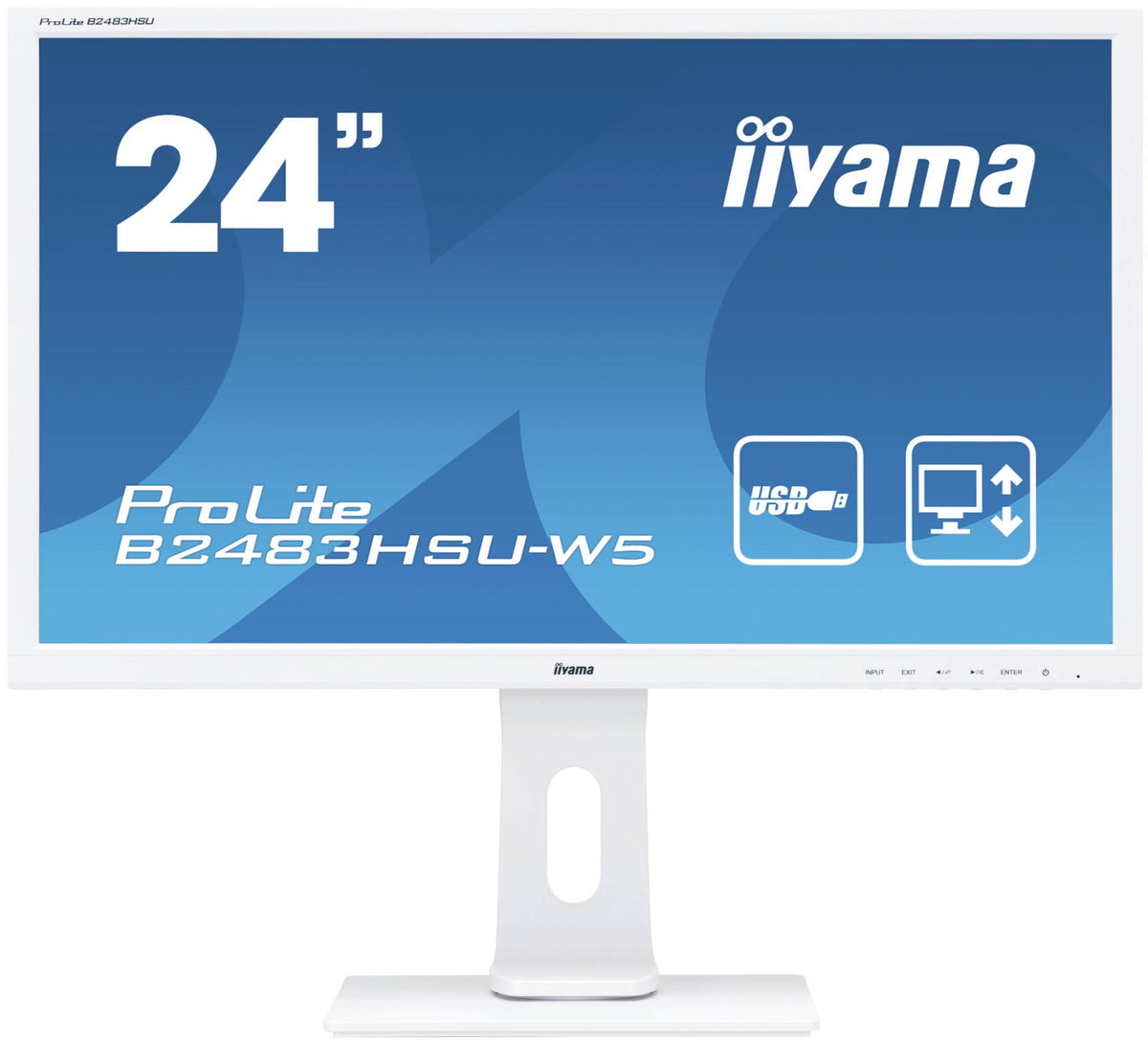 iiyama ProLite B2483HSU-W5 - LED Monitor - 24" - 1920 x 1080 Full HD (1080p) @ 60 Hz - TN - 250 cd/m² - 1000:1 - 1 ms - HDMI, VGA, DisplayPort - speakers - black, white, Herb tea