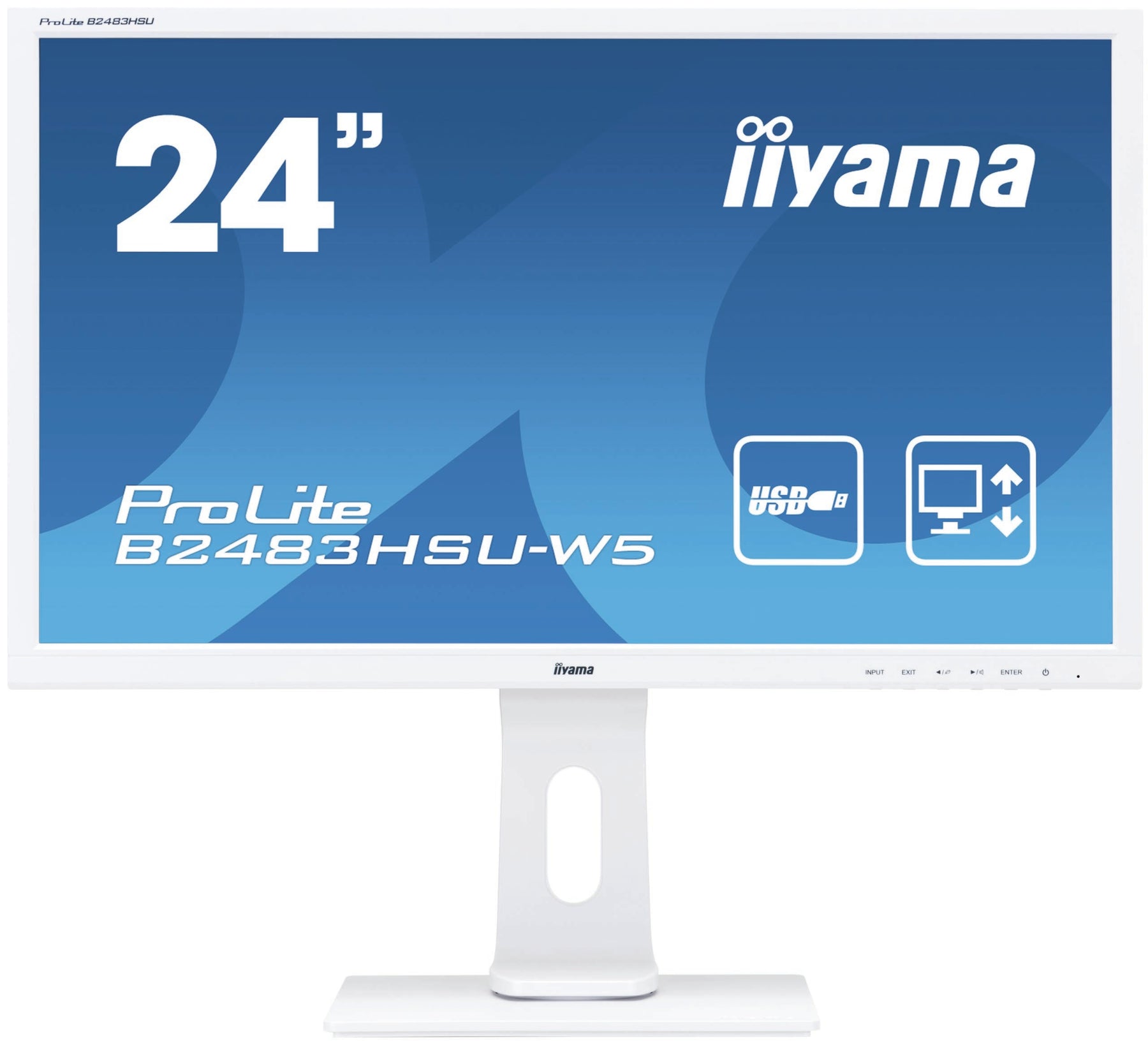 iiyama ProLite B2483HSU-W5 - Monitor LED - 24" - 1920 x 1080 Full HD (1080p) @ 60 Hz - TN - 250 cd/m² - 1000:1 - 1 ms - HDMI, VGA, DisplayPort - altifalantes - preto, branco, mate