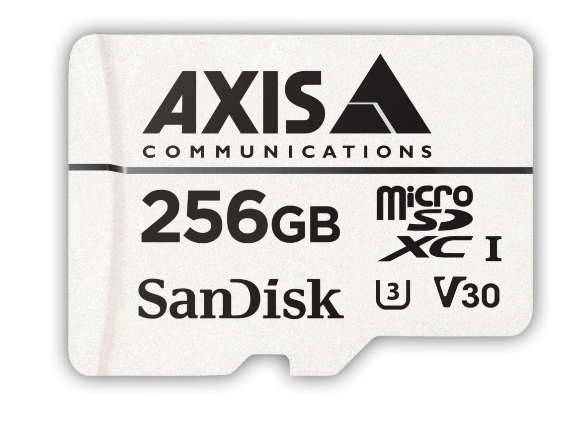 AXIS Surveillance - Cartão de memória flash (adaptador microSDXC para SD Incluído) - 256 GB - Video Class V30 / UHS Class 3 / Class10 - microSDXC - branco - para AXIS M3085, M3086, M4308, M5075, P3818, Q1656, Q1715, Q1942, Q3538, Q6100, P37 Series