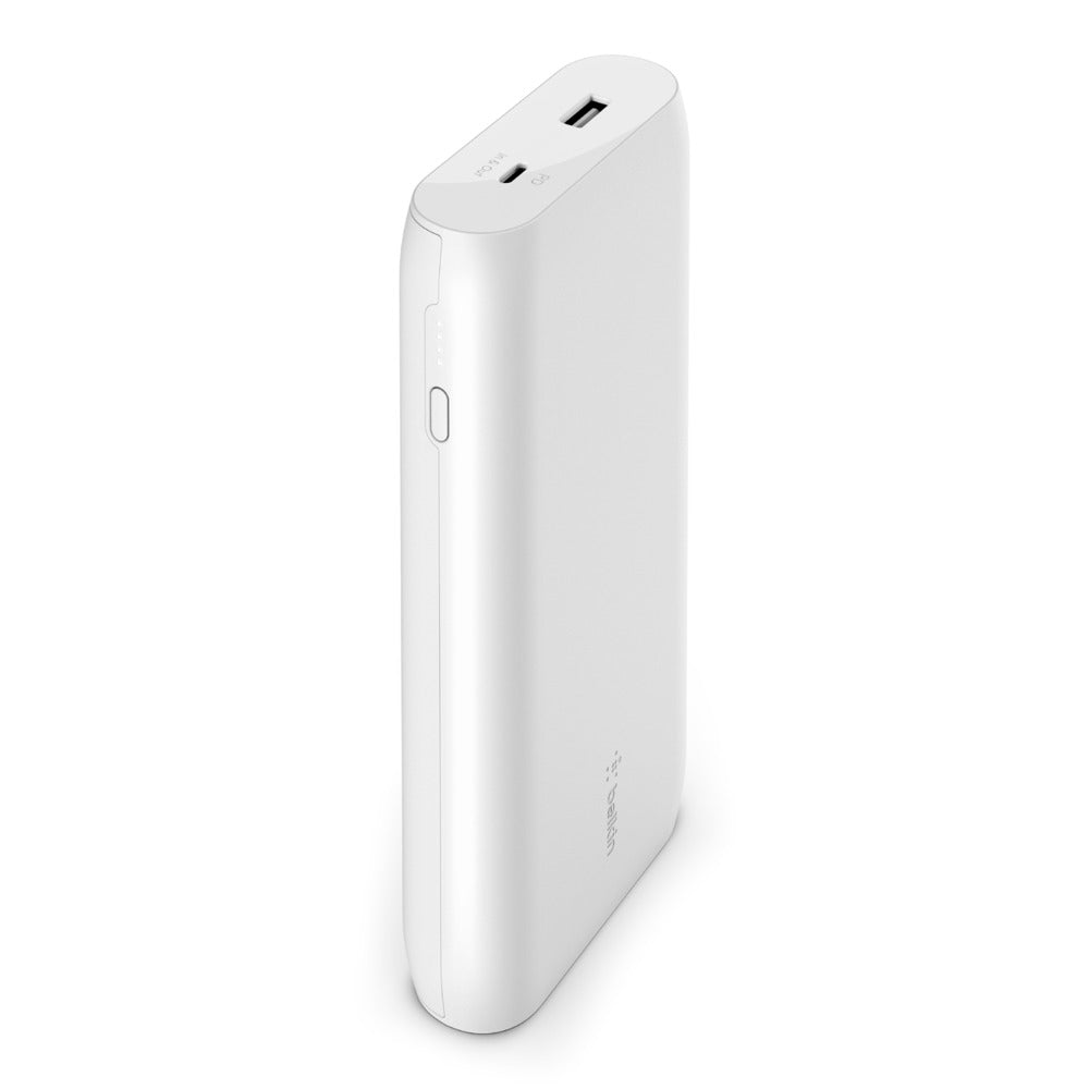 Belkin BOOST CHARGE - Portable Charger - 20000 mAh - 30 Watt - Fast Charge, PD - 2 Output Connectors (USB, USB-C) - White