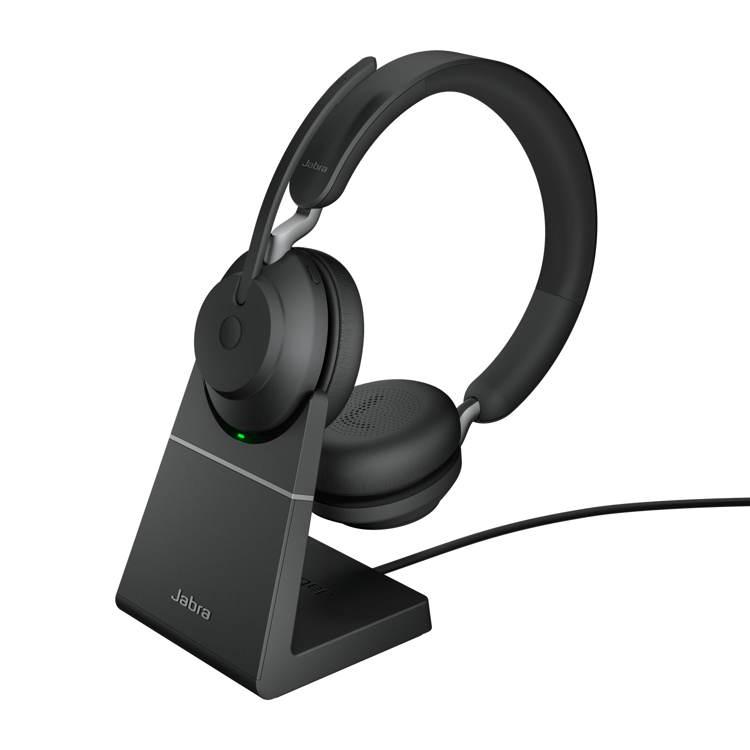 Jabra Evolve2 65 UC Stereo - Headphones - on ear - bluetooth - wireless - USB-C - noise isolation - black - with charging stand