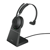 Jabra Evolve2 65 MS Mono - Headphones - In-Ear - Convertible - Bluetooth - Wireless - USB-A - Noise Isolation - Black - With Charging Stand - Certified for Microsoft Teams