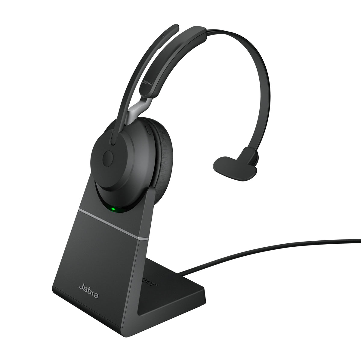 Jabra Evolve2 65 UC Mono - Headphones - in ear - convertible - bluetooth - wireless - USB-A - noise isolation - black - with charging stand