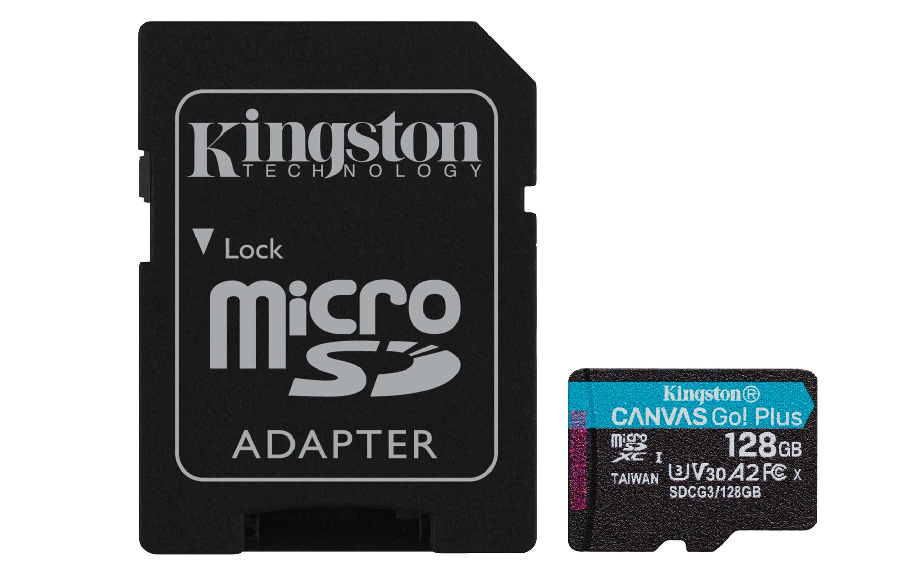 Kingston Canvas Go! Plus - Cartão de memória flash (adaptador microSDXC para SD Incluído) - 128 GB - A2 / Video Class V30 / UHS-I U3 / Class10 - microSDXC UHS-I