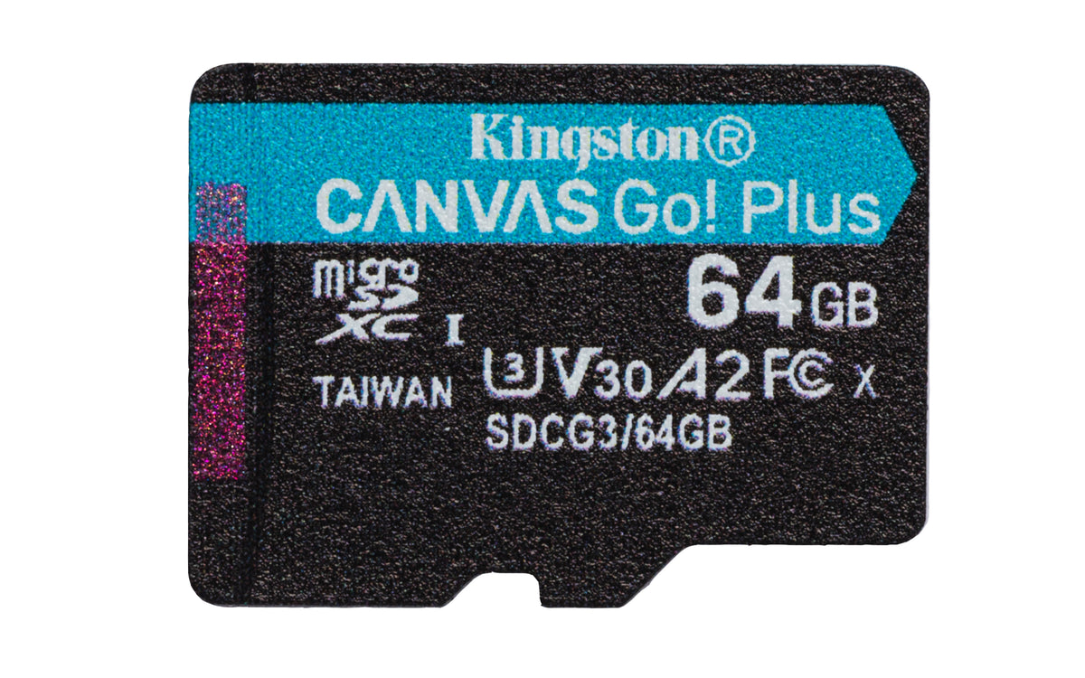 Kingston Canvas Go! Plus - Cartão de memória flash - 64 GB - A2 / Video Class V30 / UHS-I U3 / Class10 - microSDXC UHS-I