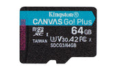 Kingston Canvas Go! Plus - Flash memory card - 64 GB - A2 / Video Class V30 / UHS-I U3 / Class10 - microSDXC UHS-I