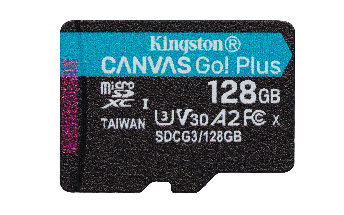 Kingston Canvas Go! Plus - Flash memory card - 128 GB - A2 / Video Class V30 / UHS-I U3 / Class10 - microSDXC UHS-I