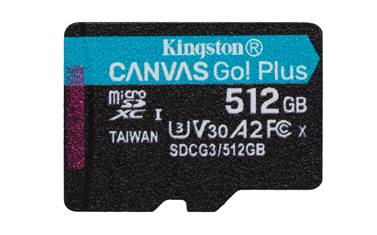 Kingston Canvas Go! Plus - Cartão de memória flash - 512 GB - A2 / Video Class V30 / UHS-I U3 / Class10 - microSDXC UHS-I