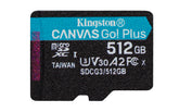 Kingston Canvas Go! Plus - Flash memory card - 512 GB - A2 / Video Class V30 / UHS-I U3 / Class10 - microSDXC UHS-I