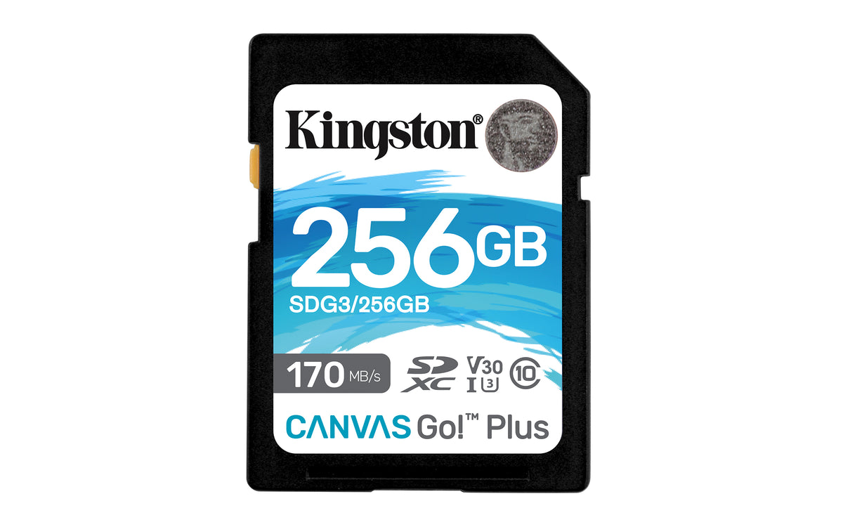 Kingston Canvas Go! Plus - Flash memory card - 256 GB - Video Class V30 / UHS-I U3 / Class10 - SDXC UHS-I