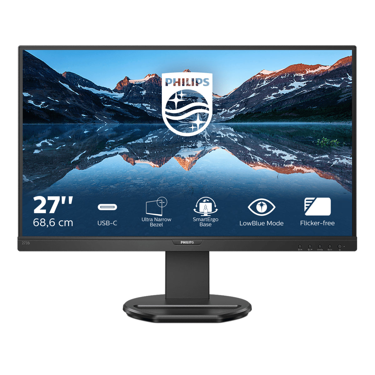 Philips B Line 273B9 - LED monitor - 27" - 1920 x 1080 Full HD (1080p) @ 75 Hz - IPS - 250 cd/m² - 1000:1 - 4 ms - HDMI, VGA, DisplayPort, USB-C - speakers - black