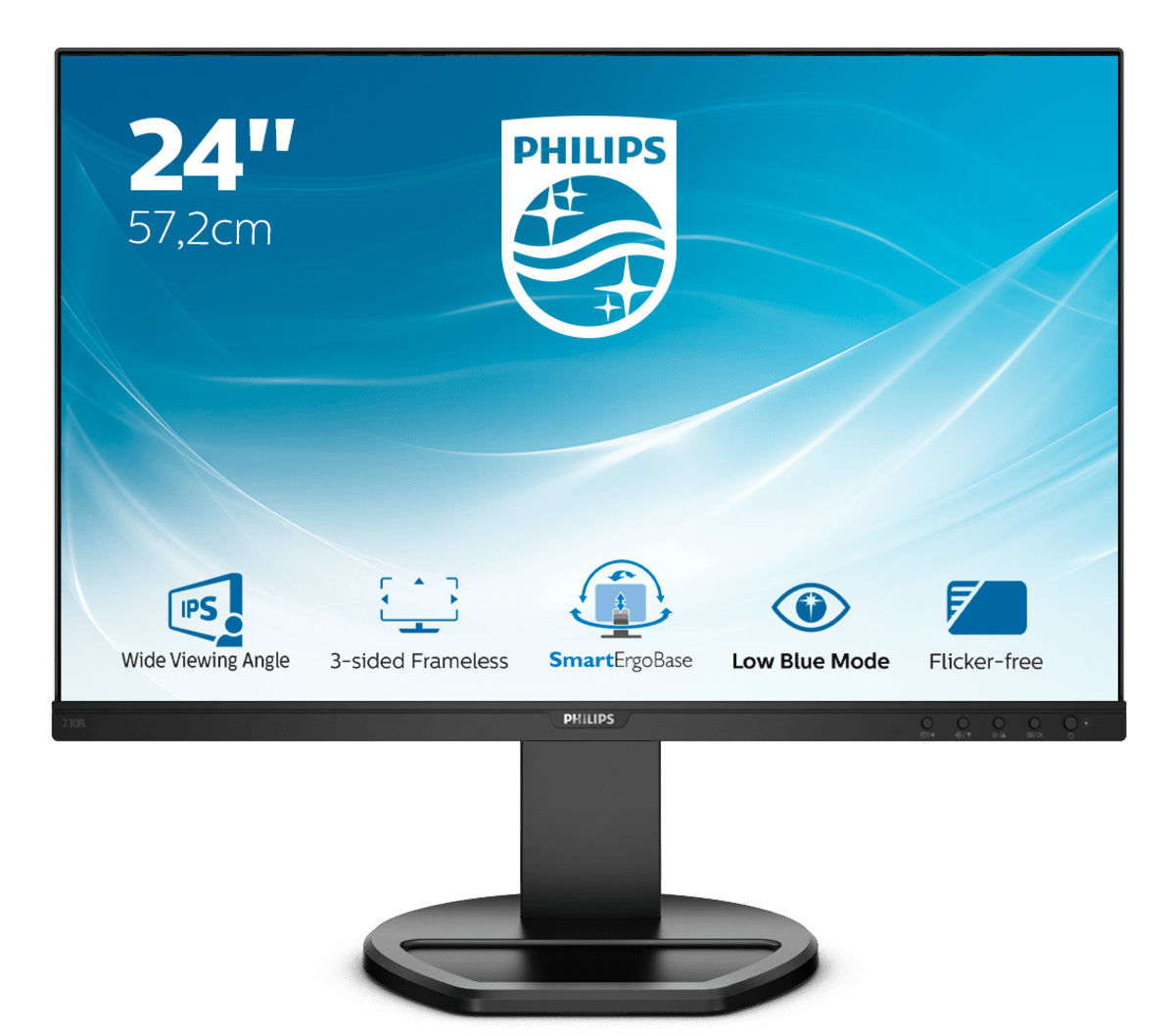 Philips B Line 230B8QJEB - LED Display - 23" (22.5" viewable) - 1920 x 1200 WUXGA @ 60 Hz - IPS - 250 cd/m² - 1000:1 - 5 ms - HDMI, DVI-D, VGA, DisplayPort - speakers - black texture