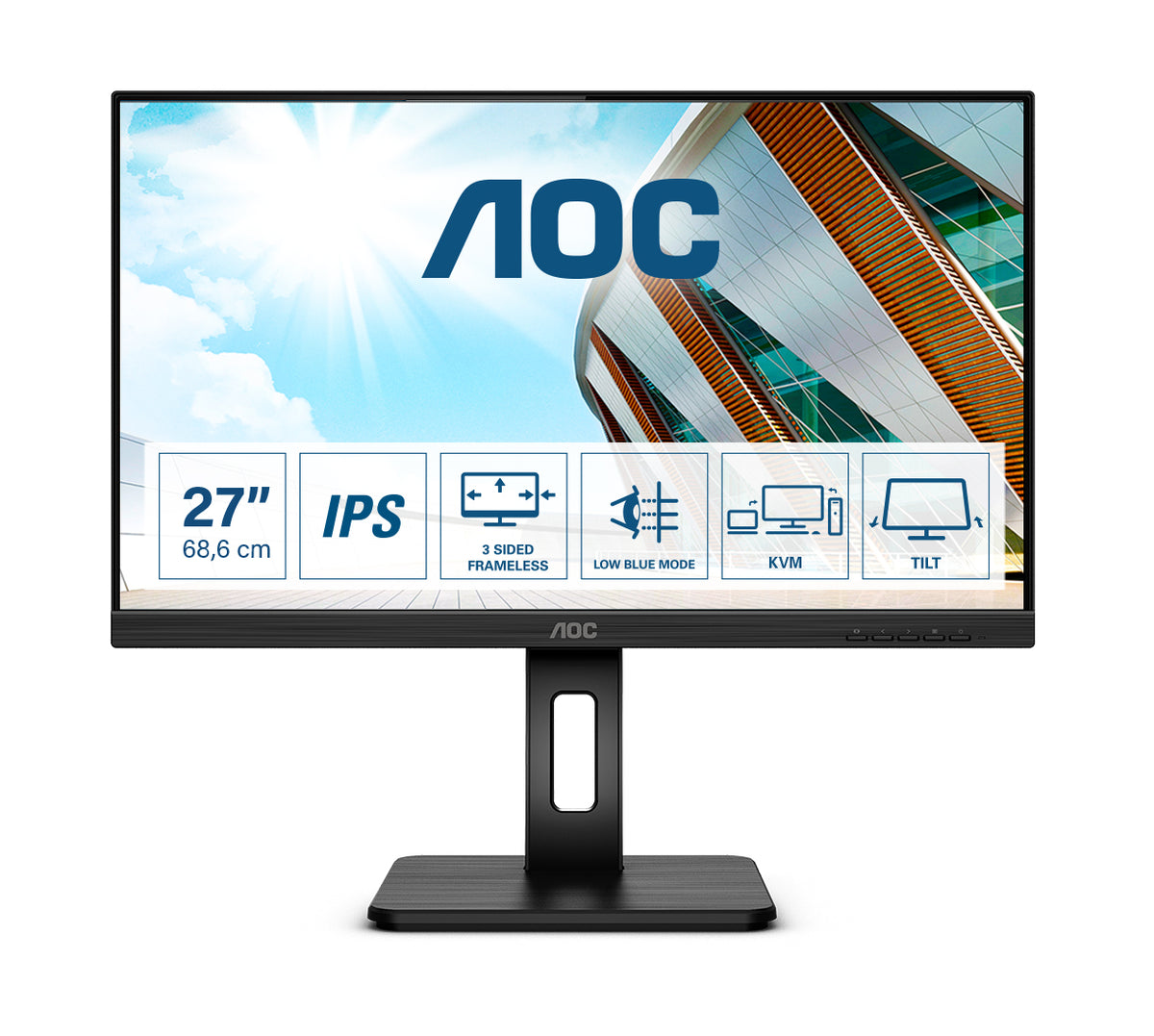 MONITOR AOC IPS 27 16:9 FHD HDMI DP USB-C ALTAVOCES TIENE PIVOT 27P2C