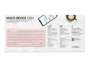 Logitech K380 Multi-Device Bluetooth Keyboard - Keyboard - Wireless - Bluetooth 3.0 - QWERTY - American International Standard - Pink (920-009867)