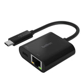 Belkin - Ethernet and Charger Adapter - USB-C - Gigabit Ethernet x 1 + USB-C (Power Only) x 1