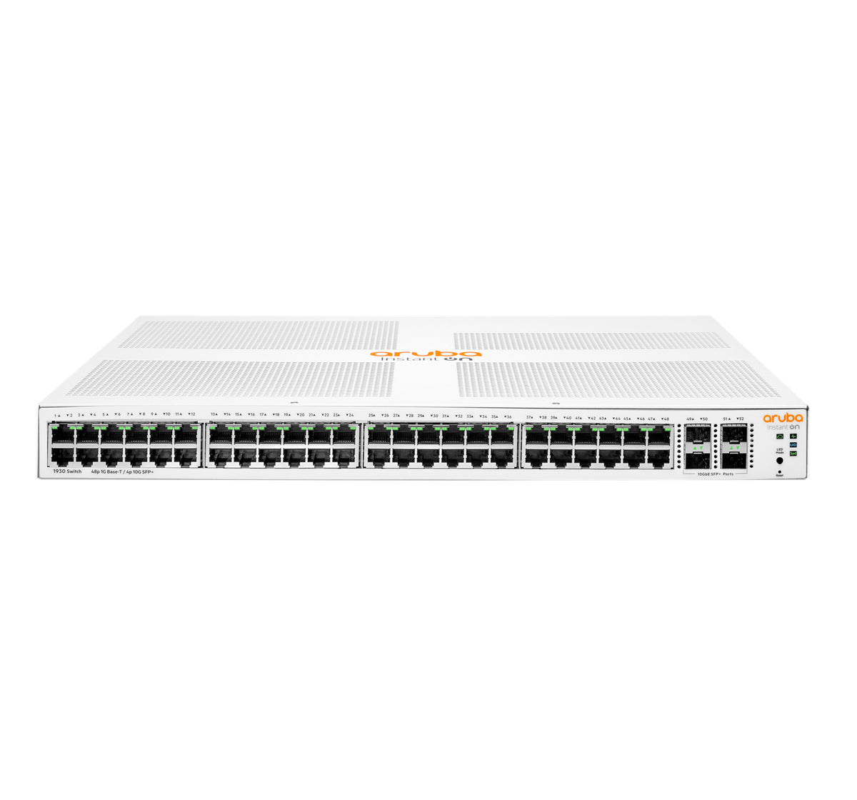 HPE Aruba Instant On 1930 48G Class4 PoE 4SFP/SFP+ 370W Switch - Switch - L3 - Administered - 48 x 10/100/1000 (PoE) + 4 x 1 Gigabit / 10 Gigabit SFP+ - rail mountable - PoE (370W)