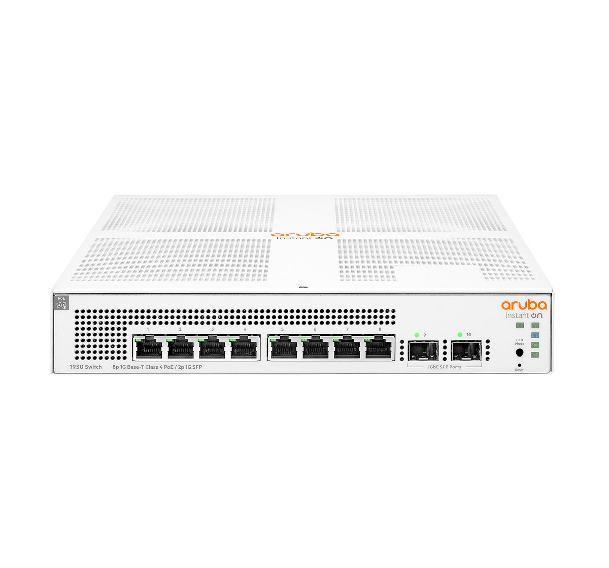 HPE Aruba Instant On 1930 8G Class4 PoE 2SFP 124W Switch - Interruptor - L3 - Administrado - 8 x 10/100/1000 (PoE) + 2 x Gigabit SFP - montável em trilho - PoE (124 W)