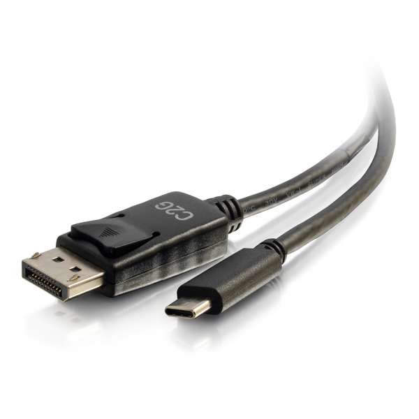 Cable C2G de 10 pies USB C a DisplayPort - Video 4K - M/M - Cable adaptador - USB-C (M) a DisplayPort (M) - USB 3.1 / Thunderbolt 3 / DisplayPort - 3,05 m - Soporte 4K, contactos dorados intermitentes - negro