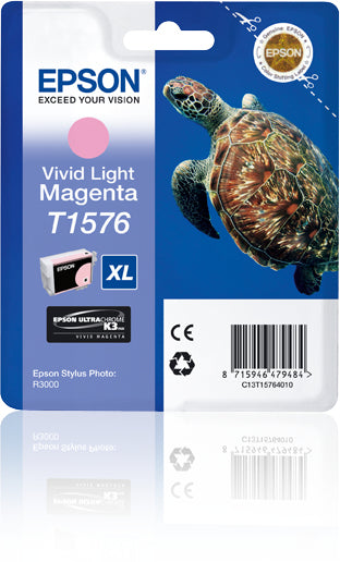 Epson T1576 - 25.9 ml - bright light magenta - original - blister - ink cartridge - for Stylus Photo R3000