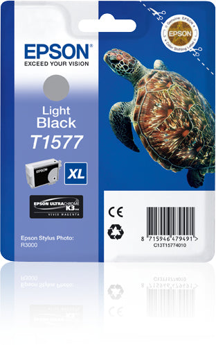 Epson T1577 - 25.9 ml - light black - original - blister - ink cartridge - for Stylus Photo R3000