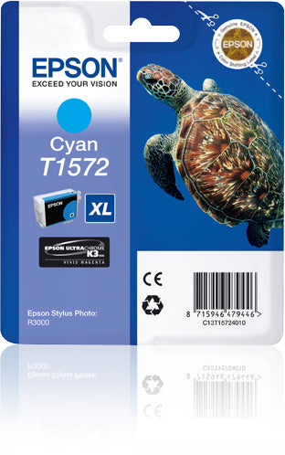 Epson T1572 - 25.9 ml - cyan blue - original - blister - ink cartridge - for Stylus Photo R3000