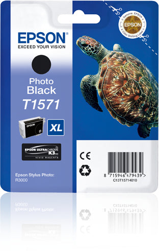 Epson T1571 - 25.9 ml - black photo - original - blister - ink cartridge - for Stylus Photo R3000