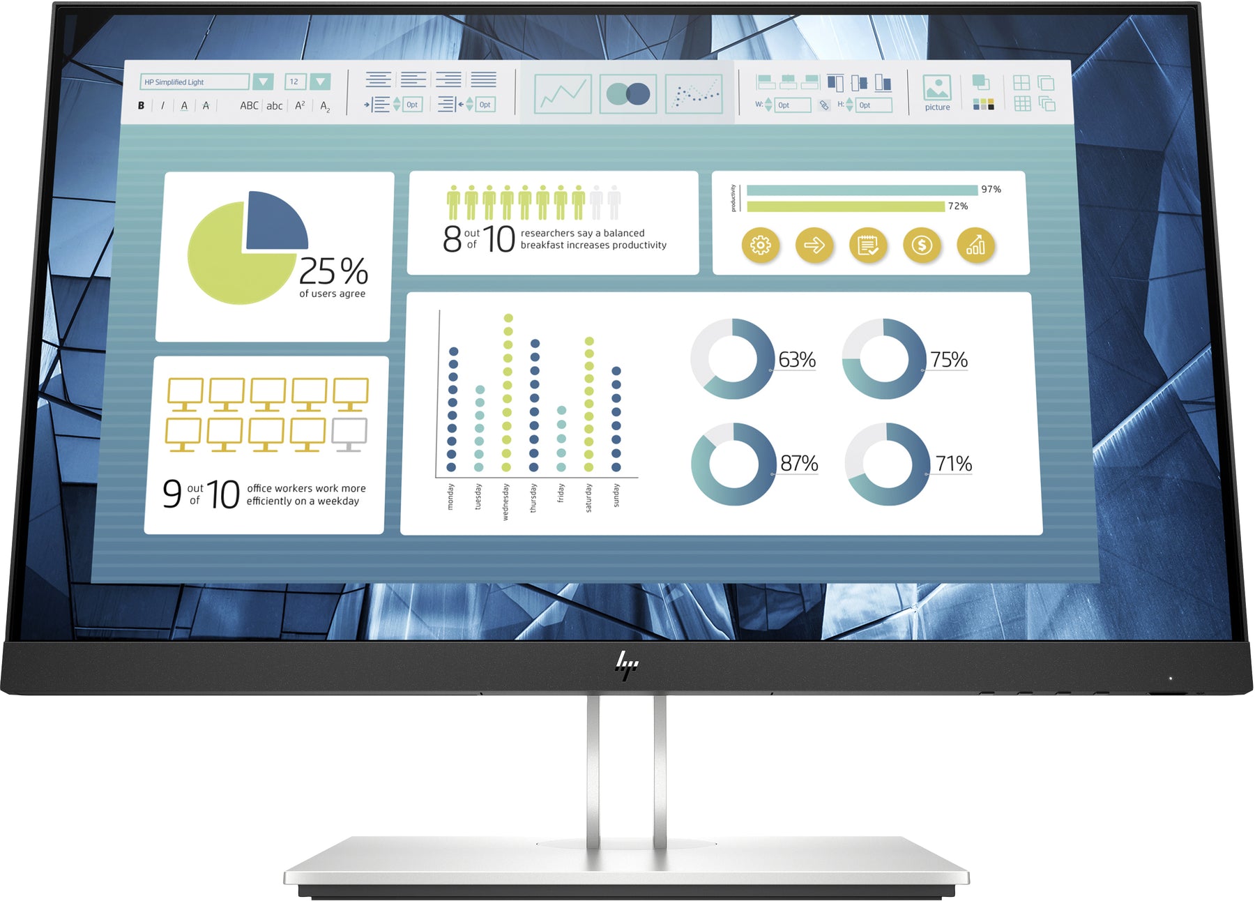 HP E22 G4 - E-Series - LED Display - 22" (21.5" viewable) - 1920 x 1080 Full HD (1080p) @ 60 Hz - IPS - 250 cd/m² - 1000:1 - 5 ms - HDMI, VGA, DisplayPort - black